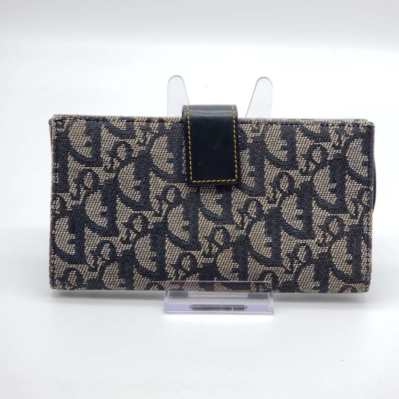 100% Authentic Christian Dior Navy Blue Canvas Wallet - Picture 3 of 12